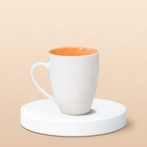 Ly sứ bầu quai tim lòng màu in logo