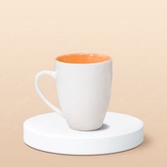 Ly sứ bầu quai tim lòng màu in logo