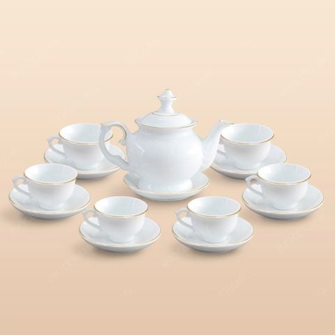 Bộ ấm trà Đài Các kẻ chỉ vàng