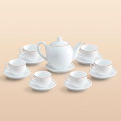 Bộ ấm trà dáng Minh Long kẻ chỉ vàng