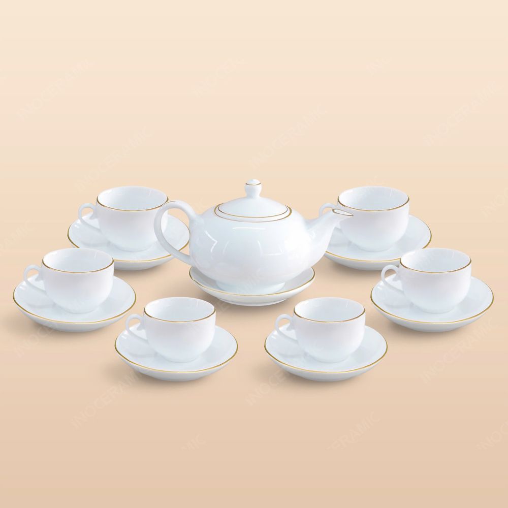 Bộ ấm trà Minh Nguyệt kẻ chỉ vàng