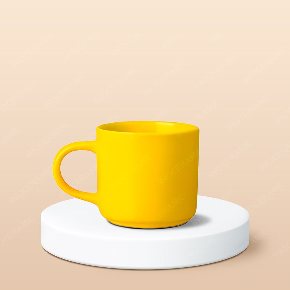 Ly sứ trụ lùn quai C in logo