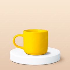 Ly sứ trụ lùn quai C in logo