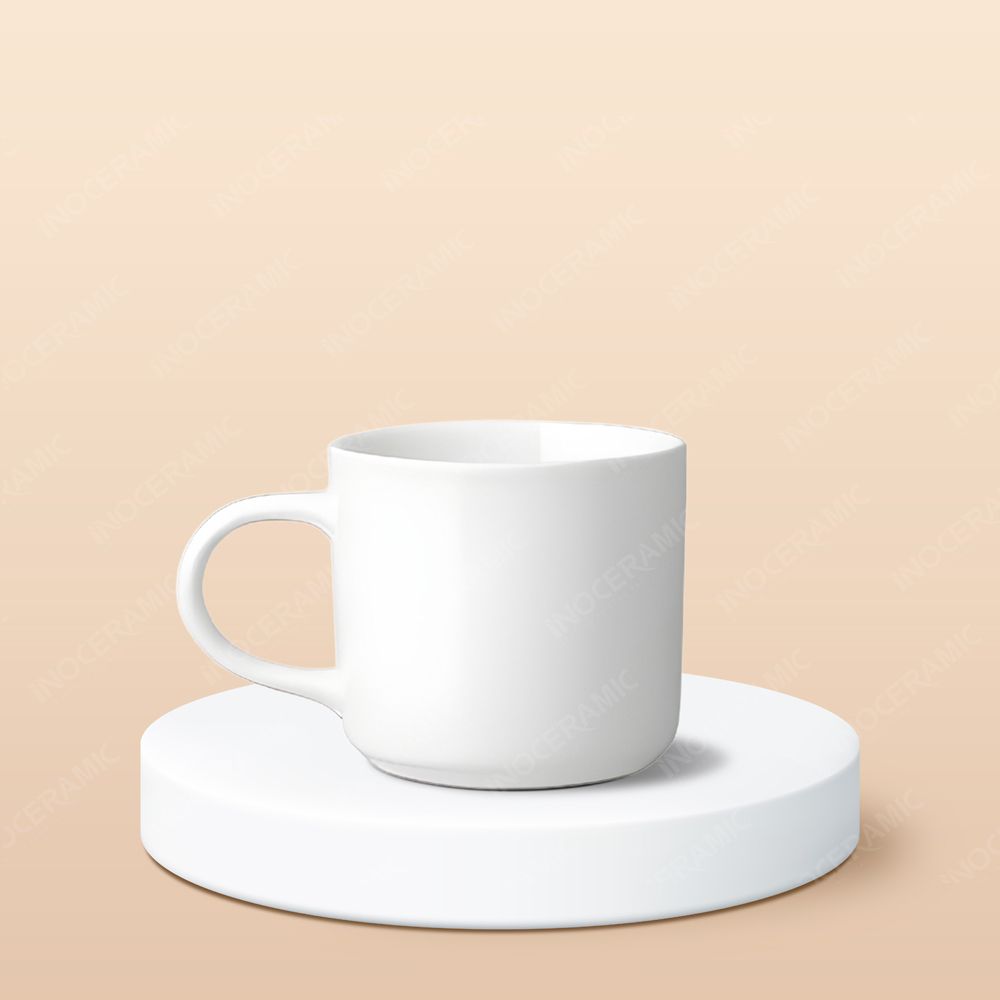 Ly sứ trụ lùn quai C in logo