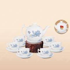 Quà tặng Quân đội - Bộ ấm trà Bưởi cành Sen xanh 650ml