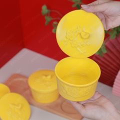 Bộ 03 hũ mứt hoa mai men vàng