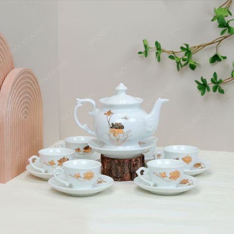 Bộ ấm trà Đài Các sen vàng