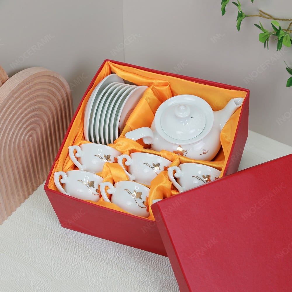 Bộ ấm trà Đài Các sen vàng