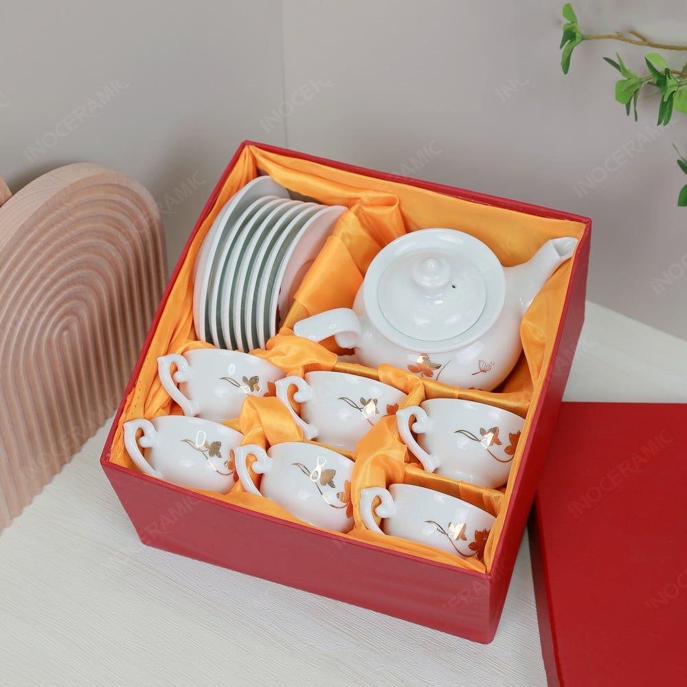 Bộ ấm trà Đài Các sen vàng