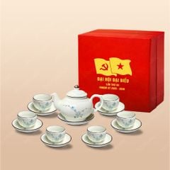 Quà tặng Đại hội Đảng - Bộ trà ấm Vịt vẽ đào xanh