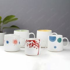 Ly sứ hiện đại quai C men màu in logo