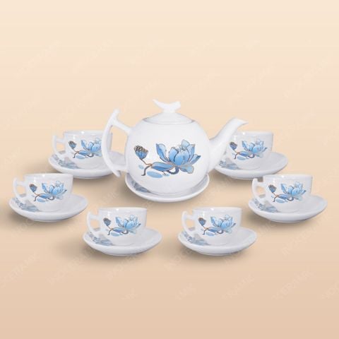 Bộ ấm trà Bưởi cành sen xanh