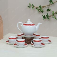 Bộ ấm trà Camelia viền hạc đỏ