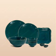 Bộ bàn ăn 12 món men lam chỉ vàng