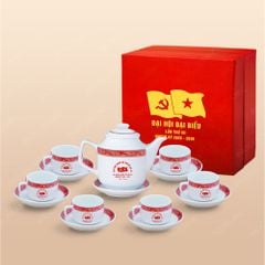 Quà tặng Đại hội Đảng - Bộ ấm trà Vuông Cao hạc đỏ