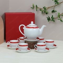 Bộ ấm trà Camelia viền hạc đỏ