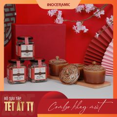 Giftset Vị xuân INO001 - Bộ khay mứt vân sóng + 03 hộp mứt