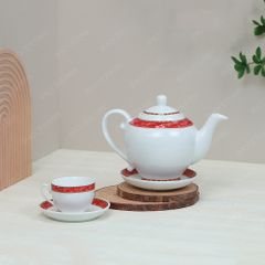 Bộ ấm trà Camelia viền hạc đỏ