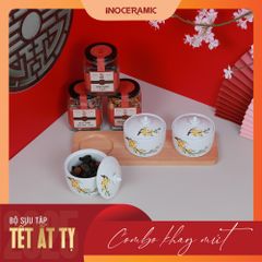 Giftset Vị xuân INO002 - Bộ khay mứt hoa mai + 03 hộp mứt
