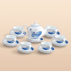 Bộ ấm trà Camelia sen chuồn xanh chỉ xanh