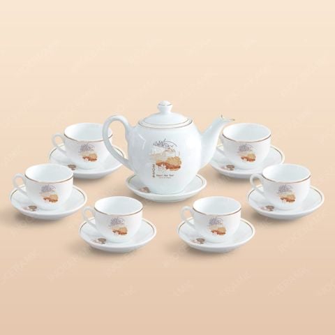 Bộ ấm trà dáng Minh Long Giáp Thìn 2024 chỉ vàng