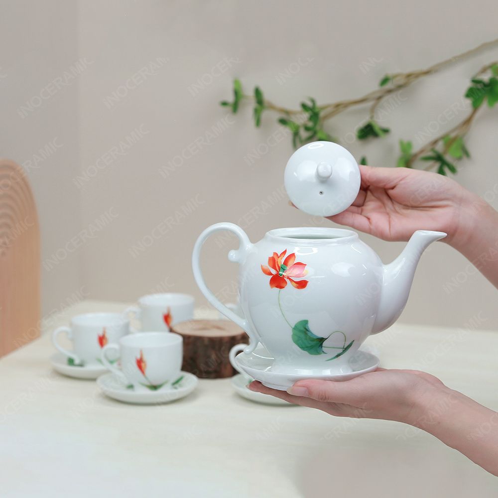 Bộ ấm trà Camelia hồng liên