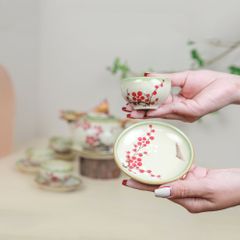 Bộ ấm trà Mục đồng cưỡi trâu men ngọc vẽ đào đông