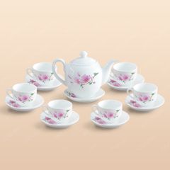 Bộ trà dáng Minh Long hoa đào hồng