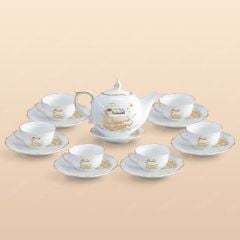 Bộ ấm trà Mẫu Đơn Thuận buồm kẻ chỉ vàng