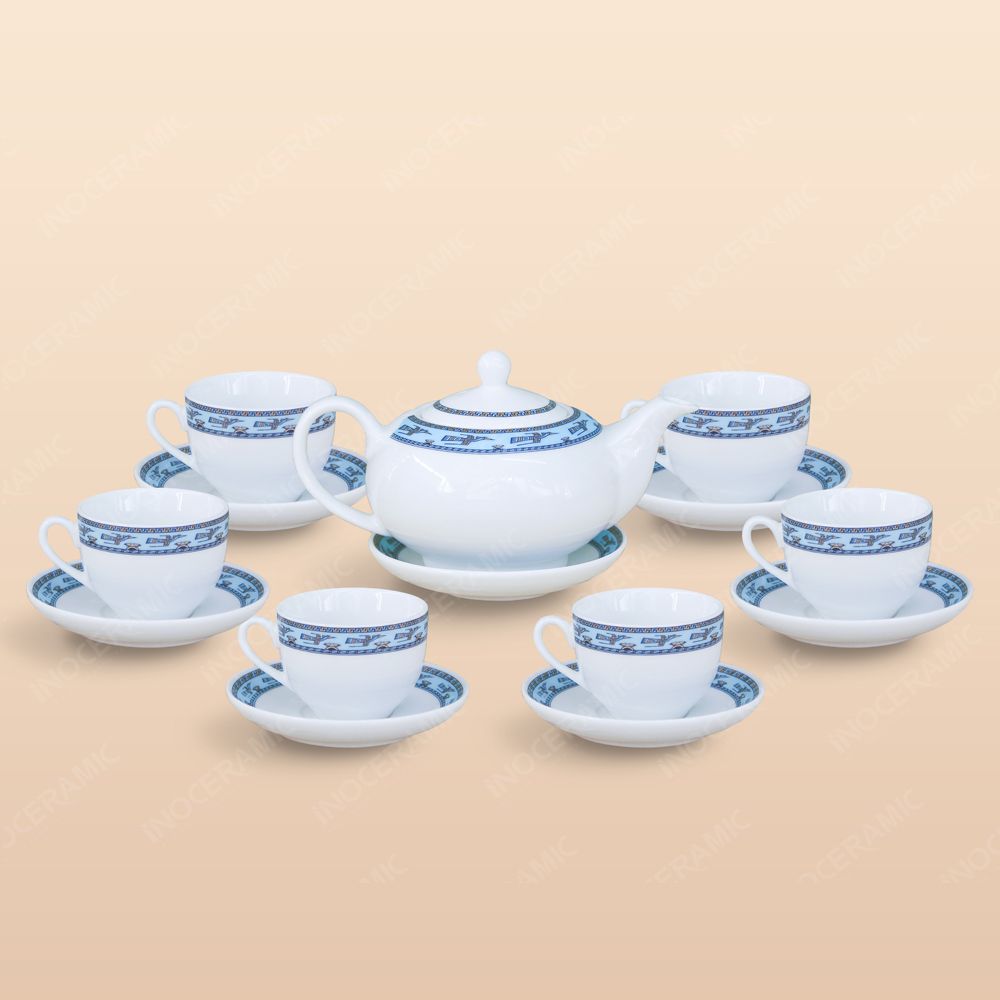 Bộ ấm trà Minh Nguyệt viền chim hạc