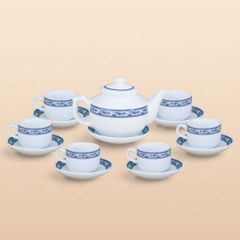Bộ ấm trà vuông thấp viền chim hạc