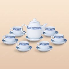 Bộ ấm trà vuông cao viền chim hạc
