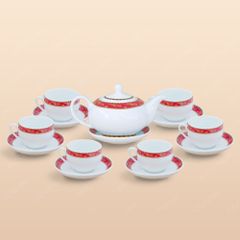 Bộ ấm trà Minh Nguyệt viền chim hạc