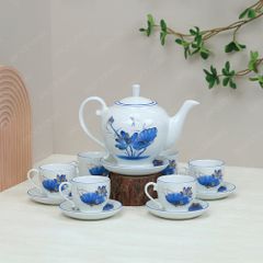 Bộ ấm trà Camelia sen chuồn xanh chỉ xanh