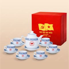 Quà tặng Đại hội Đảng - Bộ ấm trà Vuông Cao hạc xanh