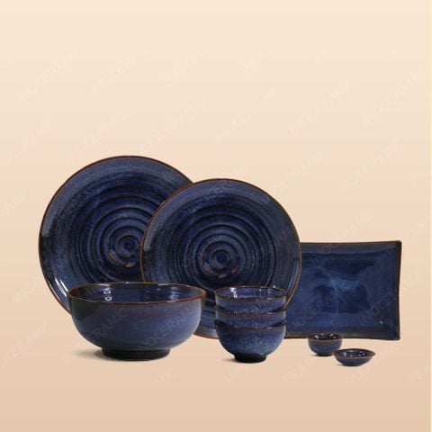 Bộ bàn ăn 12 món men xanh hoả biến
