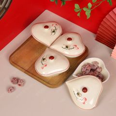 Bộ hũ mứt tim vẽ sen hồng