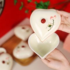 Bộ hũ mứt tim vẽ sen hồng
