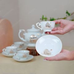 Bộ ấm trà Đài Các Thuận buồm kẻ chỉ vàng