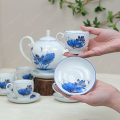 Bộ ấm trà Camelia sen chuồn xanh chỉ xanh