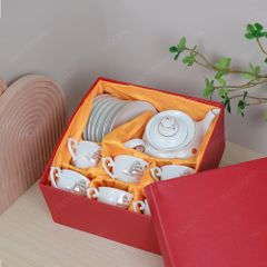 Bộ ấm trà Đài Các Thuận buồm kẻ chỉ vàng