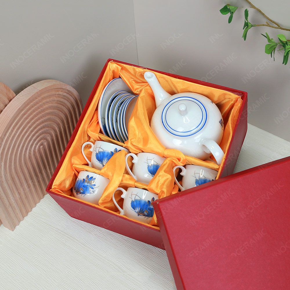 Bộ ấm trà Camelia sen chuồn xanh chỉ xanh