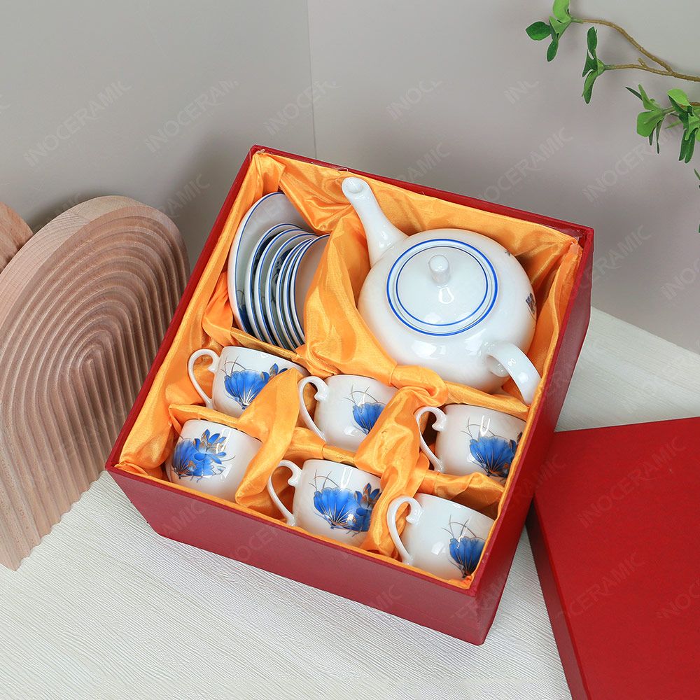 Bộ ấm trà Camelia sen chuồn xanh chỉ xanh