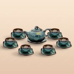 Bộ ấm trà dáng quả cam men hoả biến