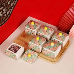 Bộ 6 hũ mứt vuông bầu vẽ trang trí Bát Tràng – Quà Tết cao cấp