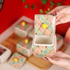 Bộ 6 hũ mứt vuông bầu vẽ trang trí Bát Tràng – Quà Tết cao cấp