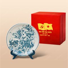 Quà tặng Đại hội Đảng - Đĩa trưng bày vẽ sen chép D26