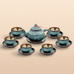 Bộ ấm trà ba men hoả biến