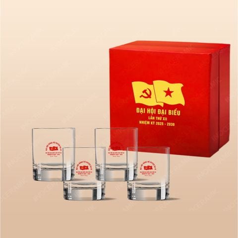 Quà tặng Đại hội Đảng - Bộ 4 ly thủy tinh lùn thủy tinh cao cấp