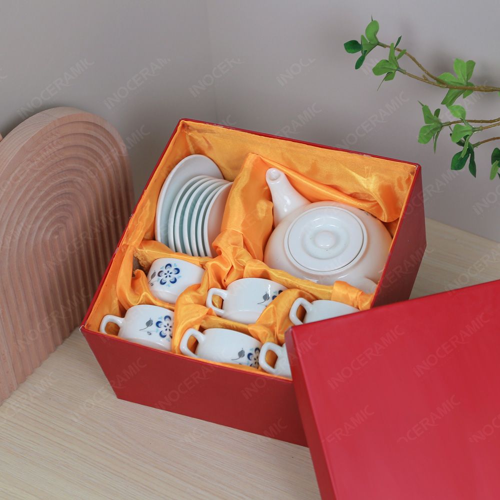 Bộ ấm trà CK lõm hoa bồ công anh in logo